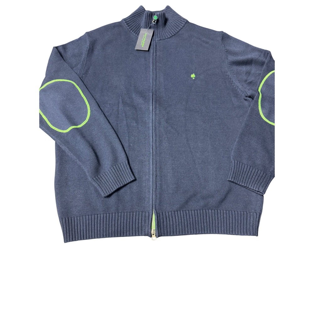 Lilly Pulitzer Wells Sweater Mens XL Navy Full Zip Elbow Patches  NWT #69046 - Picture 3 of 16